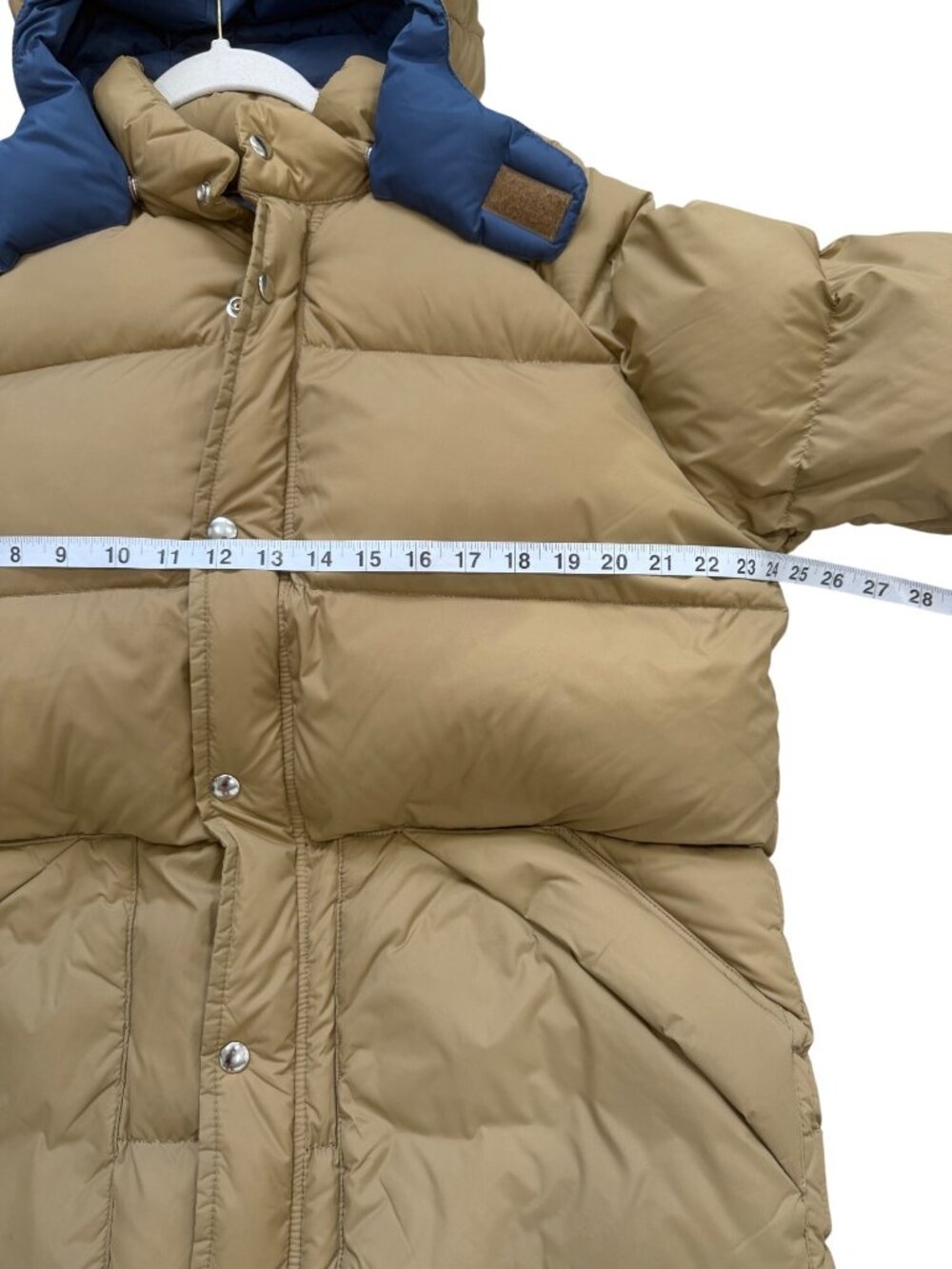 Vtg Penfield Mens Size M Puffer Jacket Down Hooded Winter Coat Tan Blue Outdoors - Picture 4 of 7